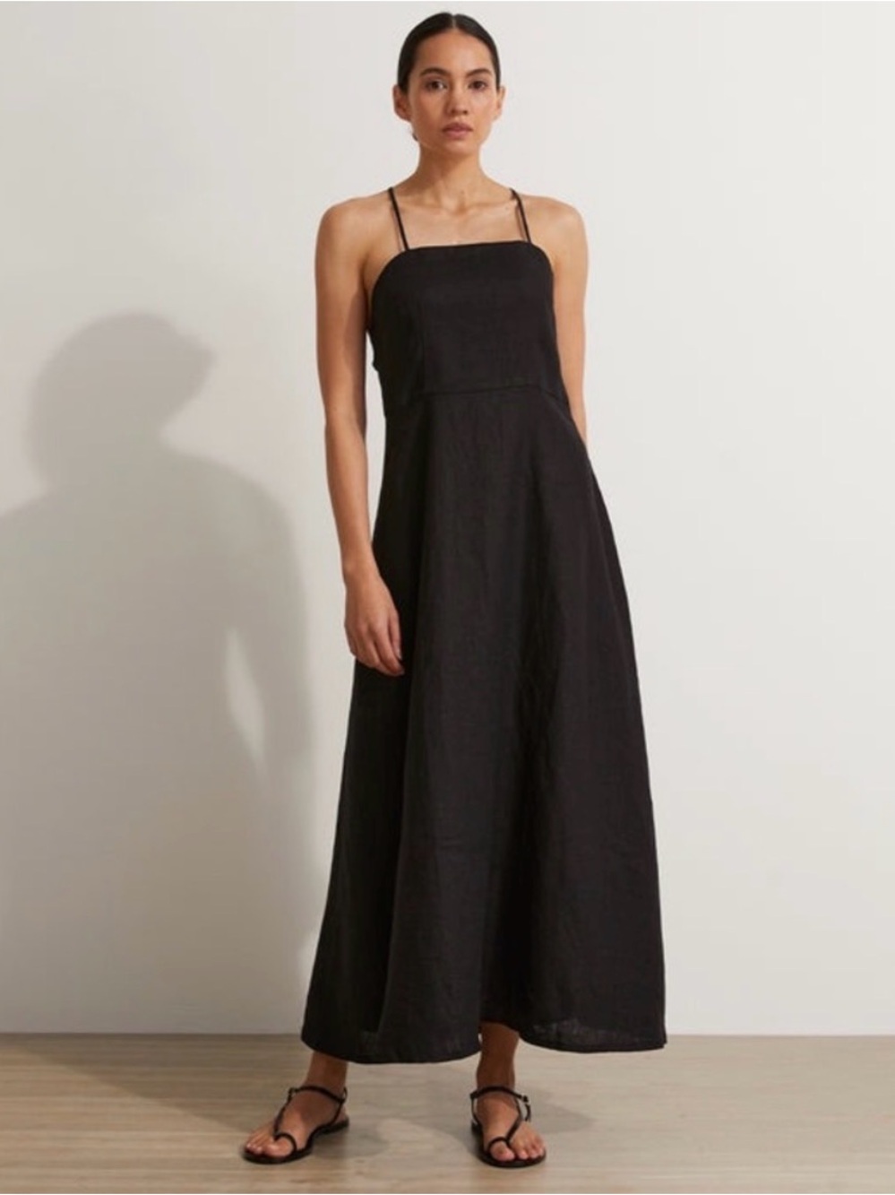 Cultivar Classic Black Spaghetti-Strap Maxi Dress